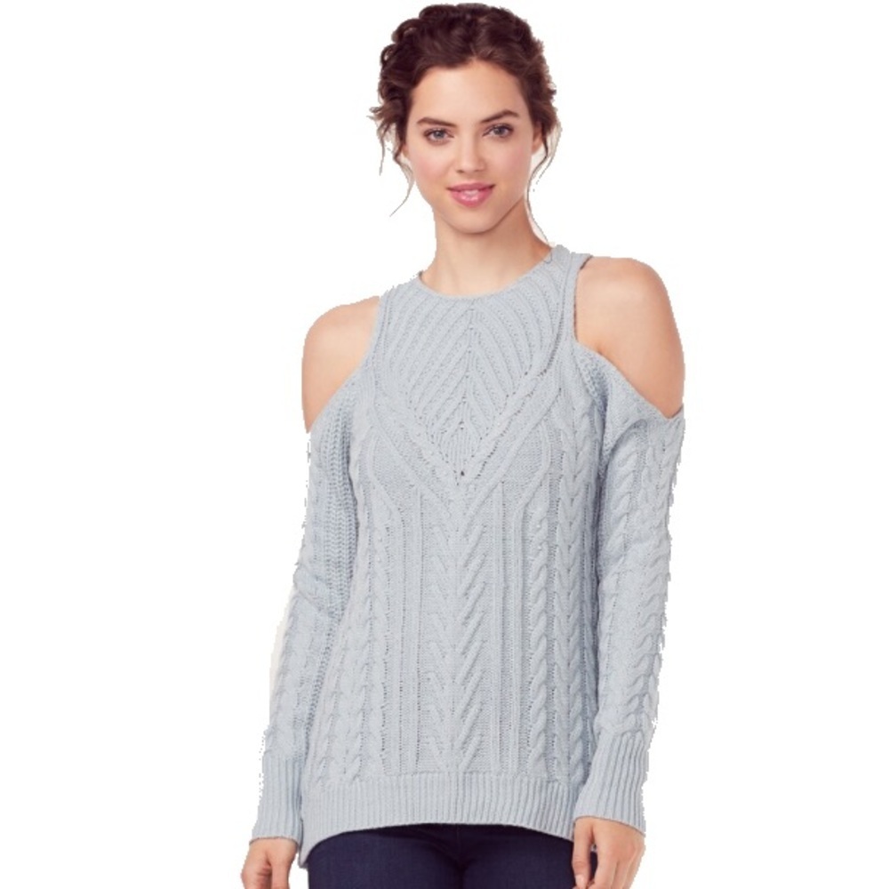 LC by LAUREN CONRAD Blue Cold Shoulder Sweater S
